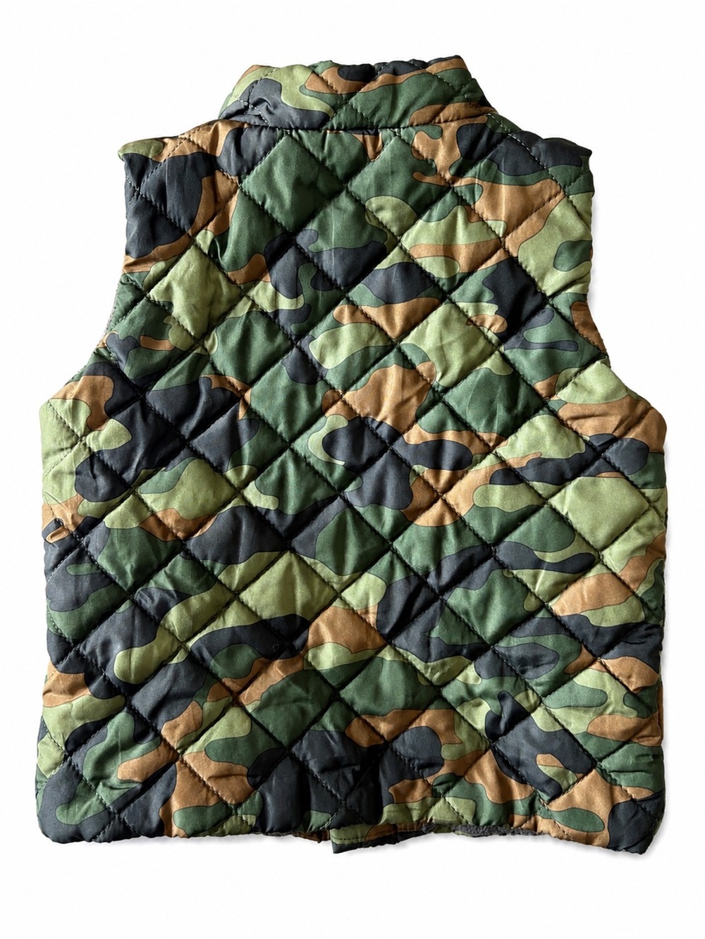 Baby Gap Camo Quilted Puffer Vest 12-18 Months Green Snap Front - Picture 2 of 6